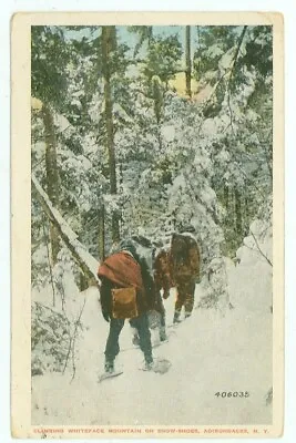 Whiteface Mtn New York-climbing On Snow-shoes-w/b-pm1917(ny-w) • $4.49