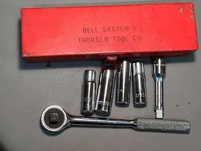 Vintage Red Bell System D Metal Tool Box Thorsen Sockets Ratchet Wrench Set • $32.99