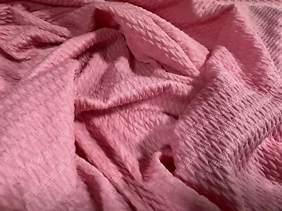 Double Jersey Stretch Spandex Dress Fabric Per Metre - Jacquard - Pink • £6.99