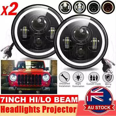 2PCS 7 Inch LED Headlights Hi/Low Beam DRL Light For GQ PATROL JK Jeep Wrangler • $39.99