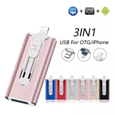 Flash Drive 3 In 1 USB 3.0 128GB Metal Case Memory Stick IPhone/iPad/Android/PC • £11.79