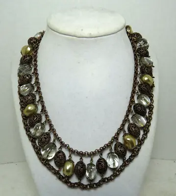 Vintage Unsigned Necklace Miriam Haskell Style Faux Baroque Pearl Chunky Beads • $249.99