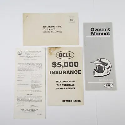 VINTAGE 80s BELL MOTO 3 PRO HELMET MANUAL INSURANCE WARRANTY  DECALS BMX OLD • $9.99