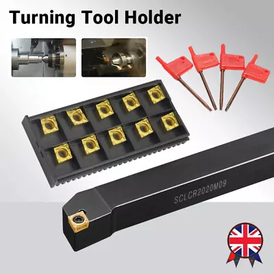 4 Set 12mm Shank Lathe Turning Tool Holder Boring Bar +10x Carbide Insert Blade • £18.98