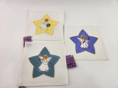 $64.99 • Buy Lot Of 3 Handpainted Needlepoint Canvas MELISSA SHIRLEY Christmas Angel Star 24m