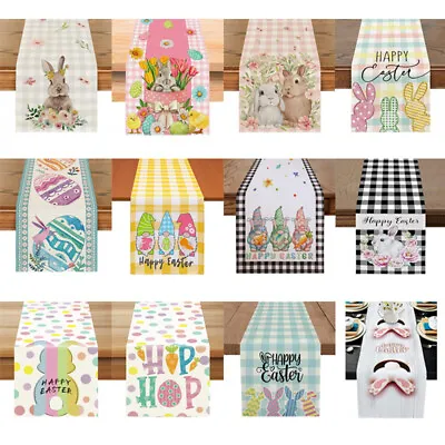 Easter Bunny Table Runner Linen Table Cover Holiday Party Dining Table New Decor • £6.58