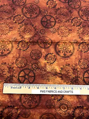 QT Aquatic Steampunk Gear 100% Cotton Fabric By The Yard Brown Tones 27772 A • $7.75