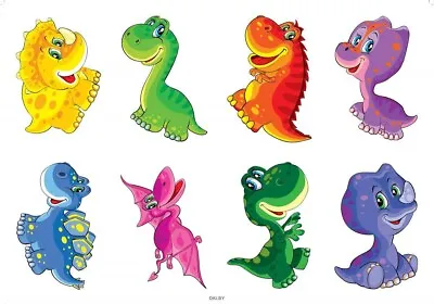 CUTE DINOSAURS  Edible Cake Toppers A4 Icing /Wafer • £3.85