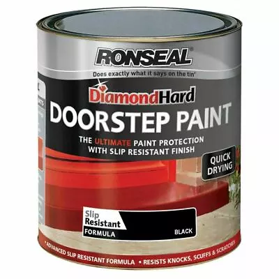 Ronseal Diamond Hard Door Step Slip Resistant Paint 250ml /750ml Black Or Red • £11.95