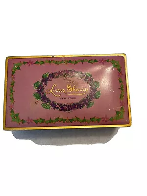 Vintage Louis Sherry New York Candy Tin-Hinged Lid Purple Violet Floral 1/2 Lb • $21