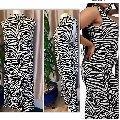 H&M Zebra Print Ruched Silky Jersey Stretch Dress.  Size XXL - 20/22 - BNWT • £19