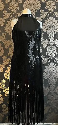 Zara Black Sequins Fringe Dress Ladies SizeXS • £7