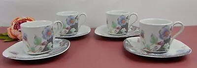 Mikasa Tempo Eighty Floral Eclipse Set Of 4 Cups And Saucers • $29.99