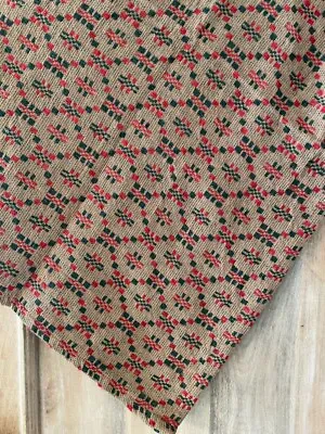 $19.95 • Buy New Primitive Christmas RED GREEN TABLE SQUARE Woven Coverlet Tablecloth 34 