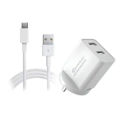 Sansai Dual USB Wall Charger W/USB C Charging Cable For Smartphones Samsung HTC • $23.40