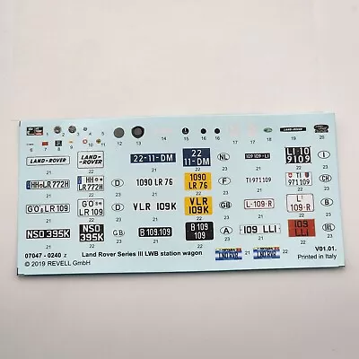 Revell 1/24 Land Rover Series III 109 85-4498 Parts Decals Decal Sheet • $13.50