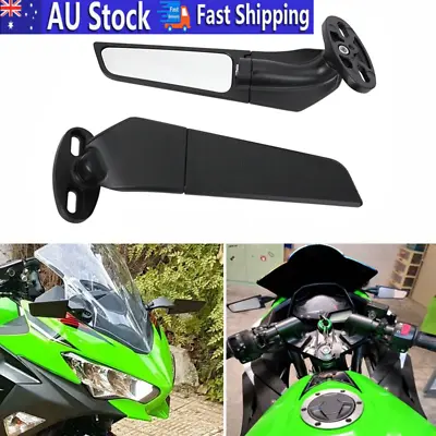 Wind Wing Rearview Side Mirror Rotating For Kawasaki Ninja 650 400 300 250 R1 R3 • $42.88