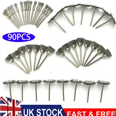 90Pcs Wire Bowl Mix Brush Set Stainless Steel For Dremel Rotary Tool Accessories • £13.99