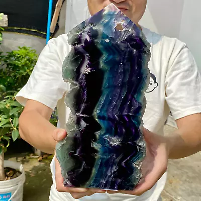 5.45LB Natural Beautiful Rainbow Fluorite Crystal Flake Ore Quartz Specimen. • $388