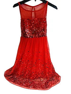 Fancy Dressy 14 Christmas Red Crystal Doll Girls Sequin Illusion Pageant Dress • $24.99