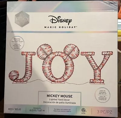 Disney Mickey Mouse 28-in Christmas Joy Yard Decoration With Red LED Lights NEW • $49.99