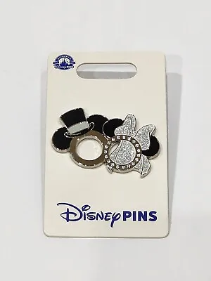 Disney Parks Pin Mickey & Minnie Mouse Wedding Rings Silver Bride And Groom NEW • $24.99