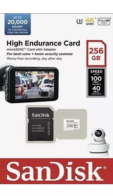 SanDisk® 256GB MicroSDXC High Endurance Card With Adapter Dash Cam Home Cameras • £24.99