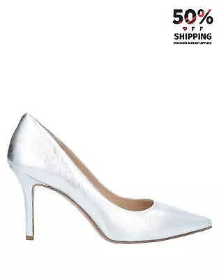 RRP€175 MILONE Leather Pump Shoes US7 UK4 EU37 Silver Made In Italy • £19.99