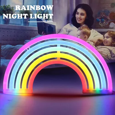 Rainbow Neon LED Night Light Colorful Sign Wall Lamp For Kid Children Room Decor • £6.99