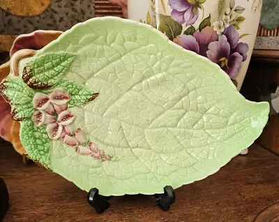 Carlton Ware Green Foxglove Leaf Shaped Dish - Very Good Condition • $20