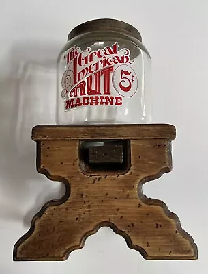 Vintage Wooden Vending Machine 5 Cent Nut Dispenser Beer Nuts Peanuts M&M’s • $120