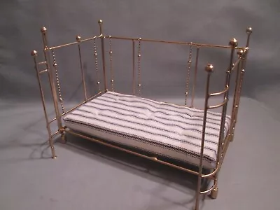 Dollhouse Miniature Brass French Day Bed  Antoinette  W/ Mattress 1/12 Artisan • $75