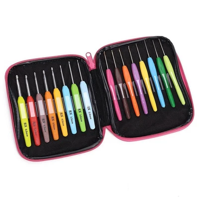 £10.89 • Buy 16pcs/set Soft Handle Colorful Aluminium Crochet Hooks Knitting Needles Kit #F