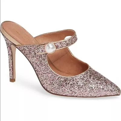 New! 7 7.5 NIB Halogen Atlantic-Pacific Rose Glitter Juliana Mule Heels Shoes  • $98