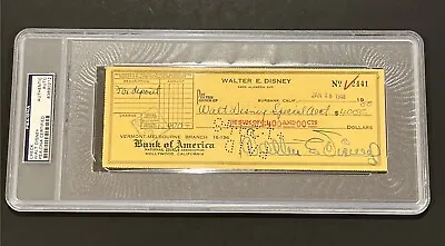 Rare 1948 WALT DISNEY Signed Business Check - Full Signature - PSA Slabbed • $25000