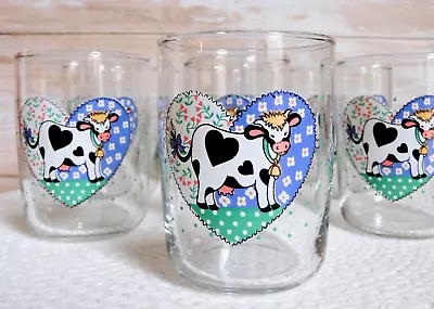 Vintage Libbey Buttermilk Cow Heart Pattern Juice Glasses - Set Of 7  ©B&D • $32