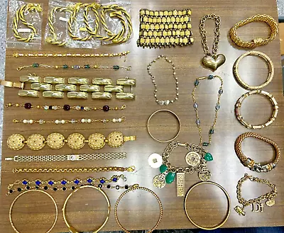 Huge Lot Of Vintage To Now Gold Tone Bracelets Wear Or Resell Mixed Styles • $20.50