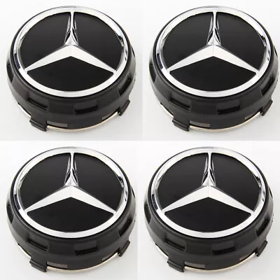 4PC 75mm Wheel Center Hub Caps Cover Logo Emblem For Mercedes-Benz AMG Black • $12.49