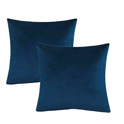 £7.99 • Buy UK 2pcs 18  Velvet Plain Cushion Covers Pillow Cases Home Sofa Decor  STOCK