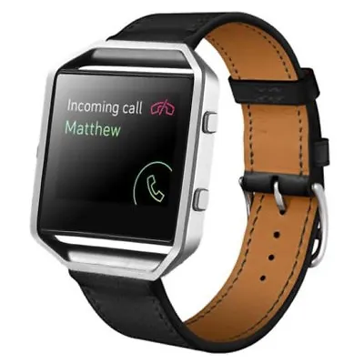 $35.61 • Buy Fitbit Blaze Black Leather BAND & FRAME Replacement Genuine Strap Adjustable