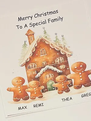 Personalised Christmas Gingerbread Family Card • £3.15
