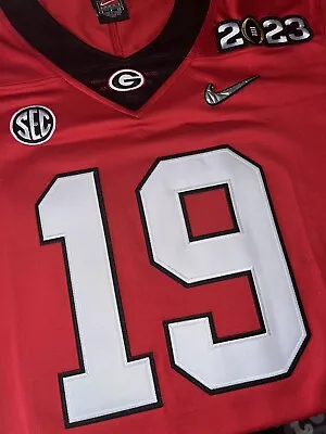 Brock Bowers Georgia Red Jersey Bulldogs Playoff Patch Stitched 19 All Sizes NWT • $86.90