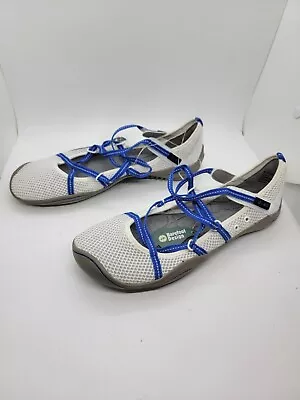 JAMBU J-41 Barefoot Design Sz 9 Sport Shoes Mesh White Blue Flats Hiking • $38.49
