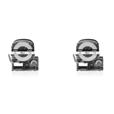 2PK Compatible With EPSON K-Sun 218BW 218BWPX 18mm Tape Black On White Label • $10