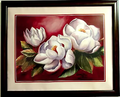 Magnolia Flower Picture Still Life Floral Framed Print 16x20 • $64.95