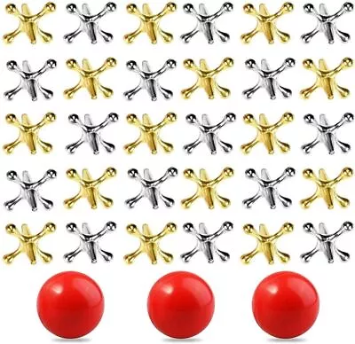 3 Sets Retro Metal Jacks And Ball Game- 30 Pcs Gold Silver 3 Bags By Neo LOONS • $13.45