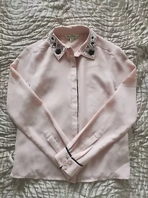 Miss Selfridge Pink Blouse With Sequin Collar Size 8 • £0.99