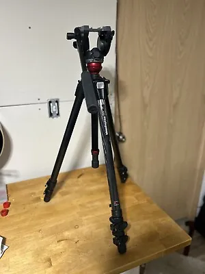 Manfrotto 755CX3 MDEVE 50  Half Ball Carbon Tripod W/ MVH500AH Fluid Video Head • $719.10