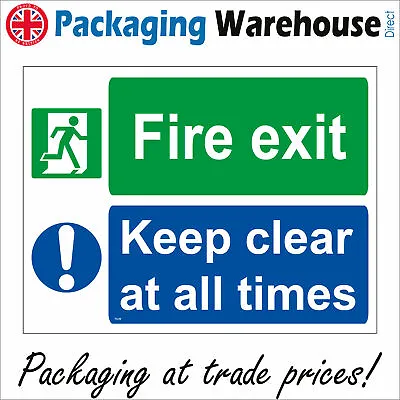 £2.95 • Buy Fs238 Fire Exit Keep Clear At All Times Do Not Block Emergency Sign