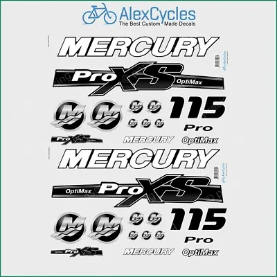 115 HP Mercury Optimax ProXS Outboadrs Motor Black Laminated Decals Boat Kit • $77